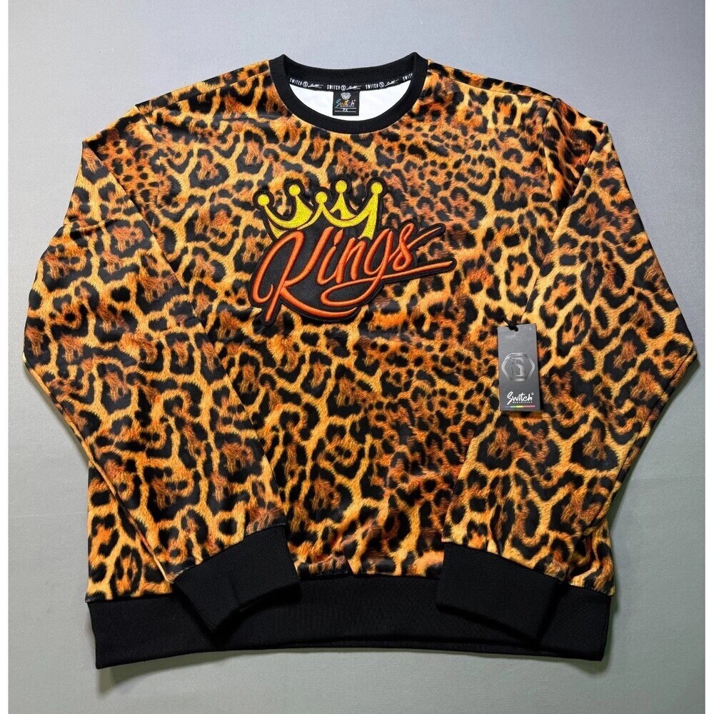 NWT Switch Remarkable Kings Leopard Print Crew Neck Sweatshirt Women's 2X Timber